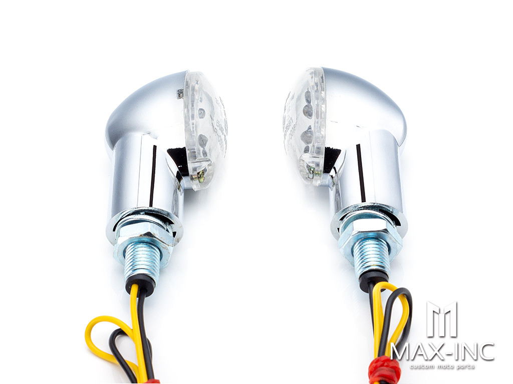 Chrome Mini Cat Eye LED Turn Signals / Indicators - Emarked