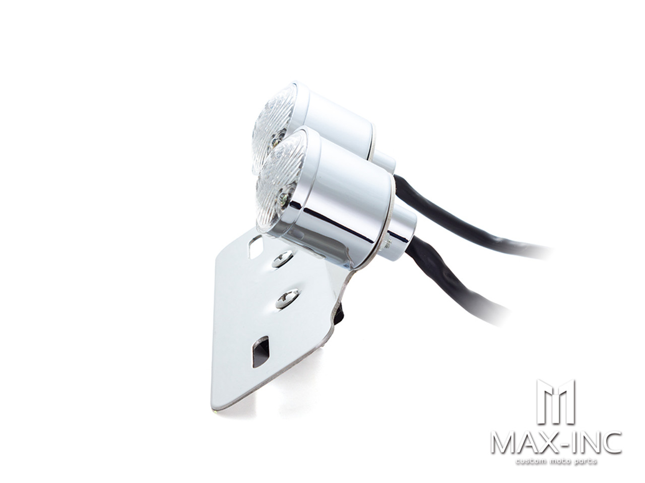 Universal Double Cat Eye Chrome LED Stop / Tail Light - Clear Lens