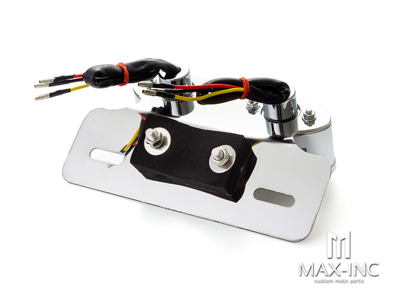 Universal Double Cat Eye Chrome LED Stop / Tail Light - Clear Lens