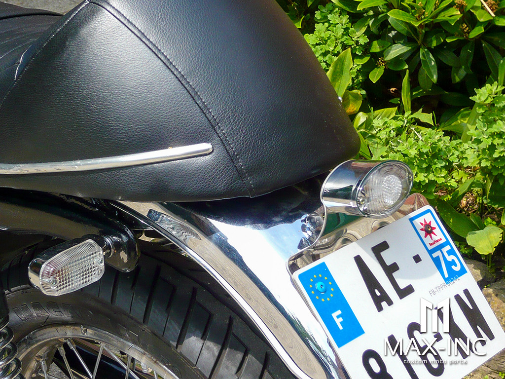 Universal Cat Eye Chrome LED Stop / Tail Light - Clear Lens