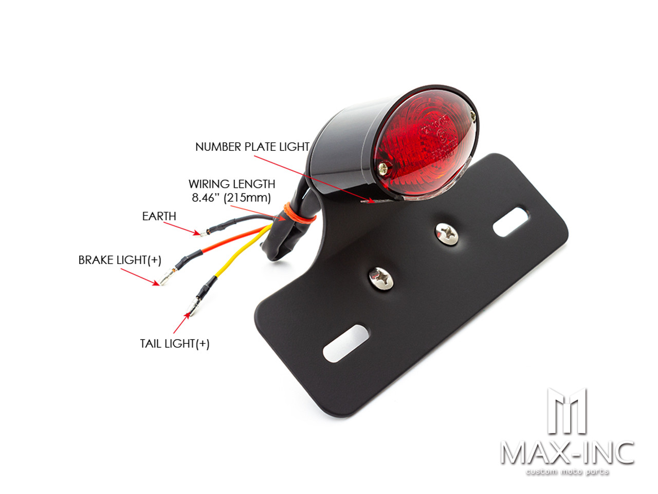 Universal Cat Eye Black LED Stop / Tail Light - Red Lens