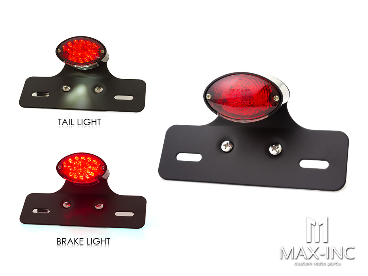 Universal Cat Eye Black LED Stop / Tail Light - Red Lens