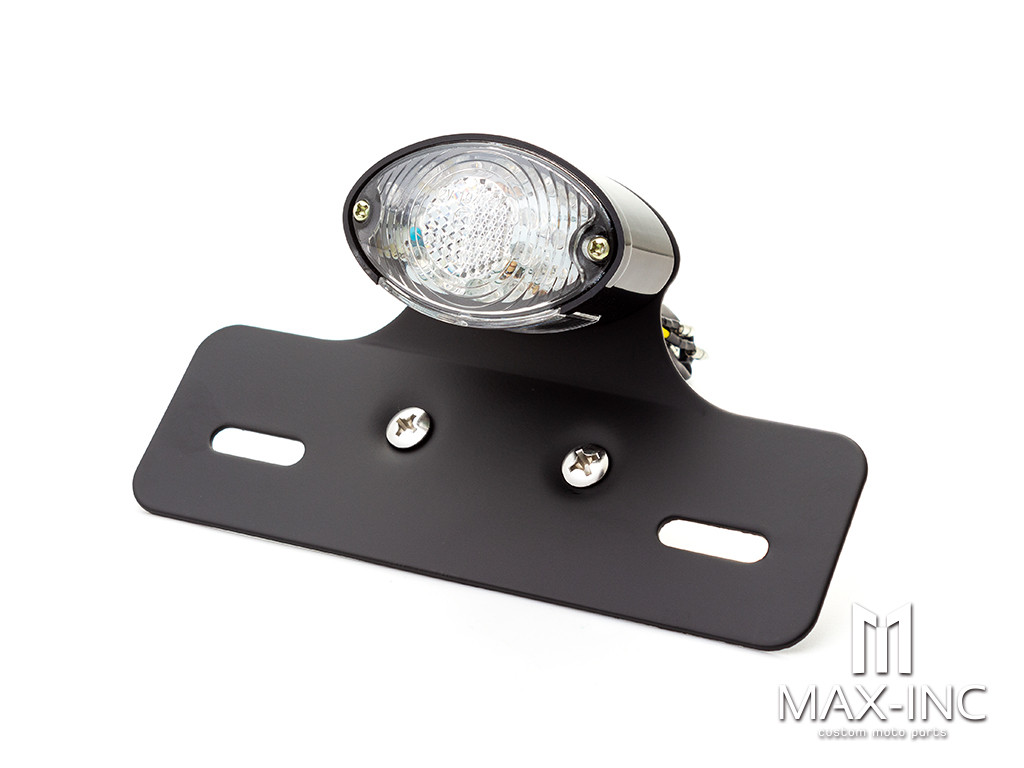 Universal Cat Eye Black LED Stop / Tail Light - Clear Lens