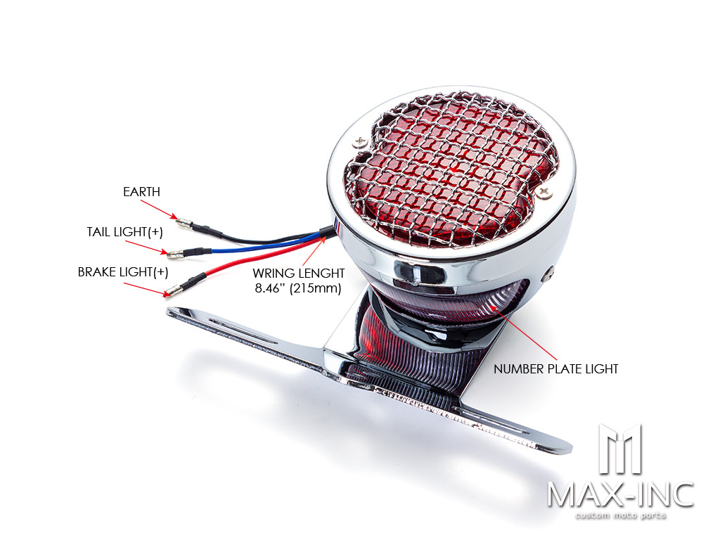 Chrome Mesh Grill Metal LED Stop / Tail Light
