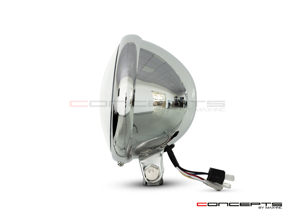 5.75" Chrome Bates Style Metal Classic / Modern LED Headlight