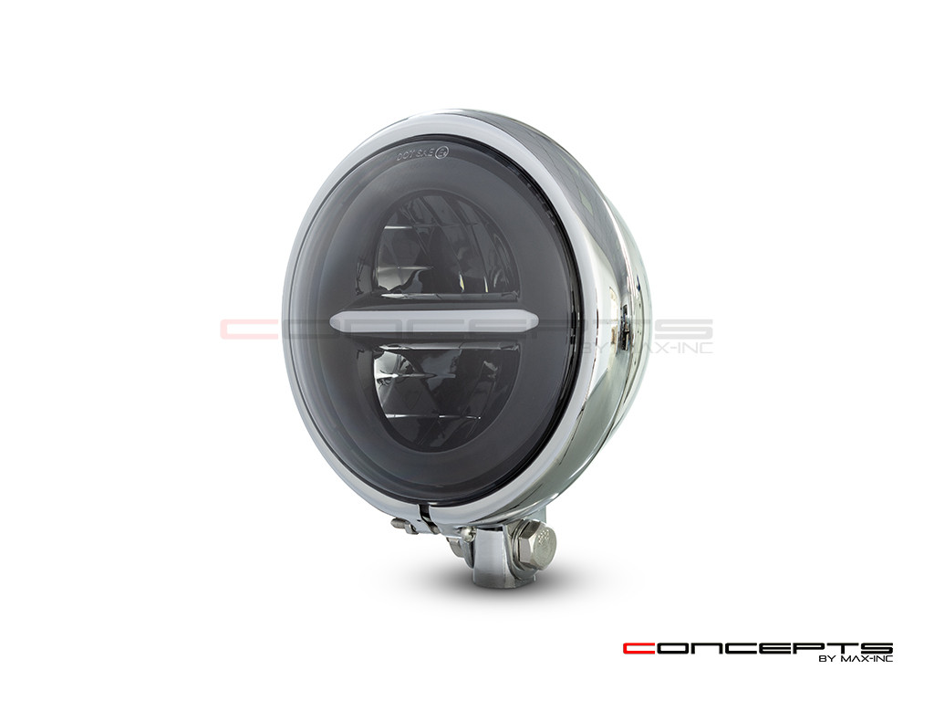 5.75" Chrome Bates Style Metal Classic / Modern LED Headlight