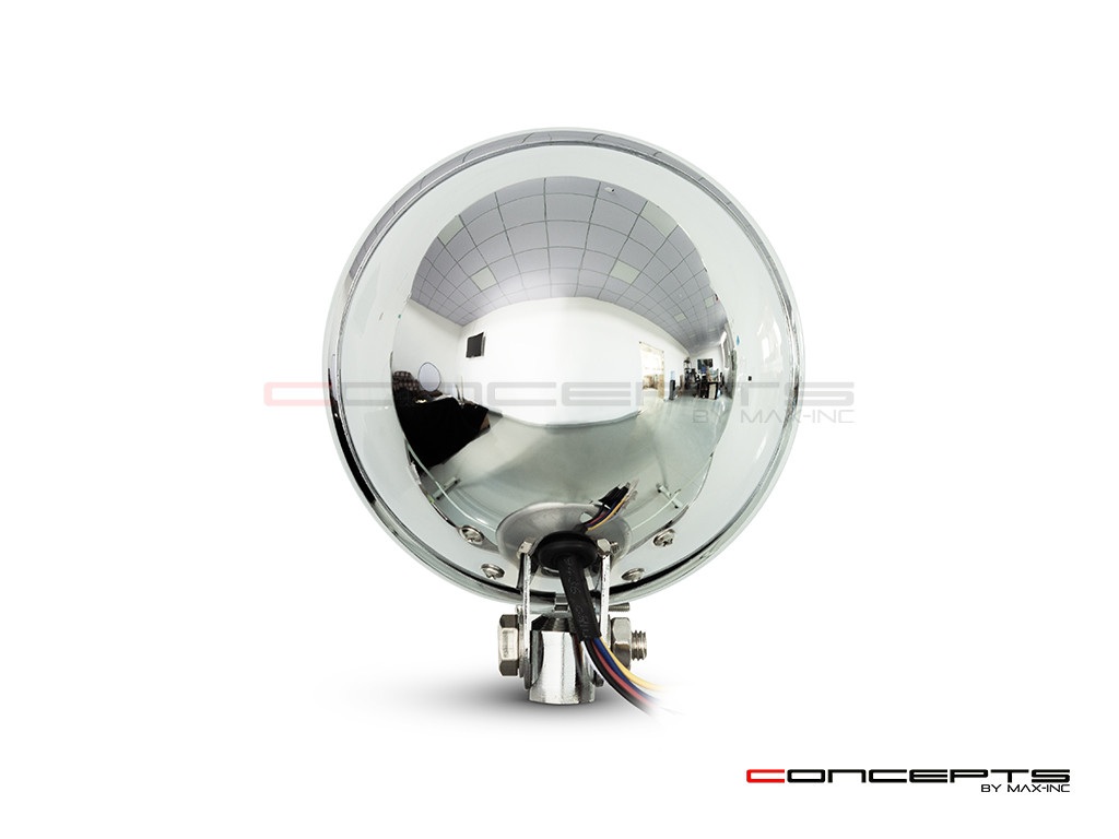 5.75" Chrome Bates Style Metal Classic / Modern LED Headlight