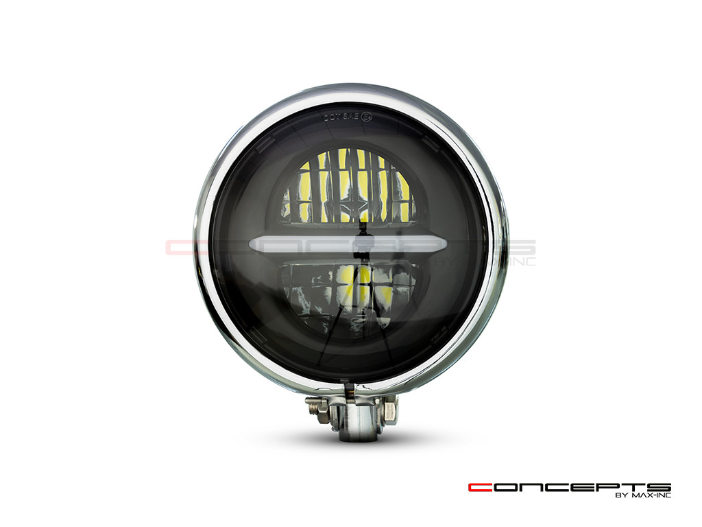 5.75" Chrome Bates Style Metal Classic / Modern LED Headlight