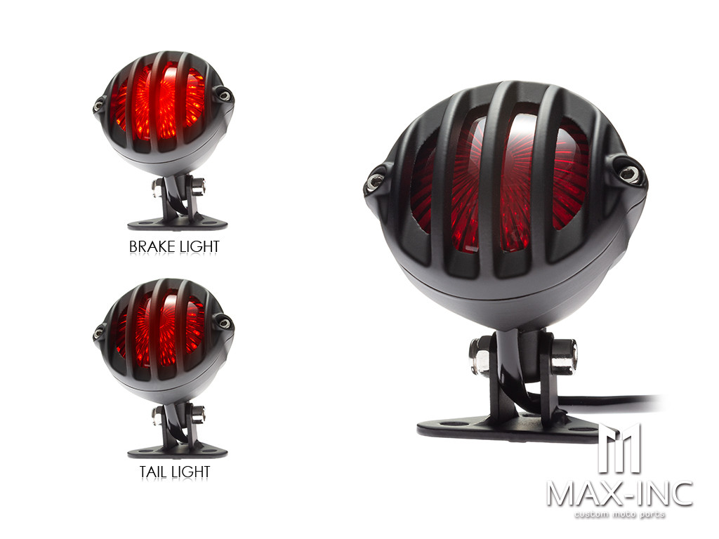 Matte Black Cage Grill Alloy Fender Mount LED Stop / Tail Light