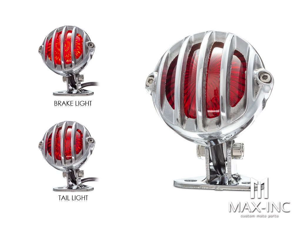 Polished Cage Grill Alloy Fender Mount LED Stop / Tail Light