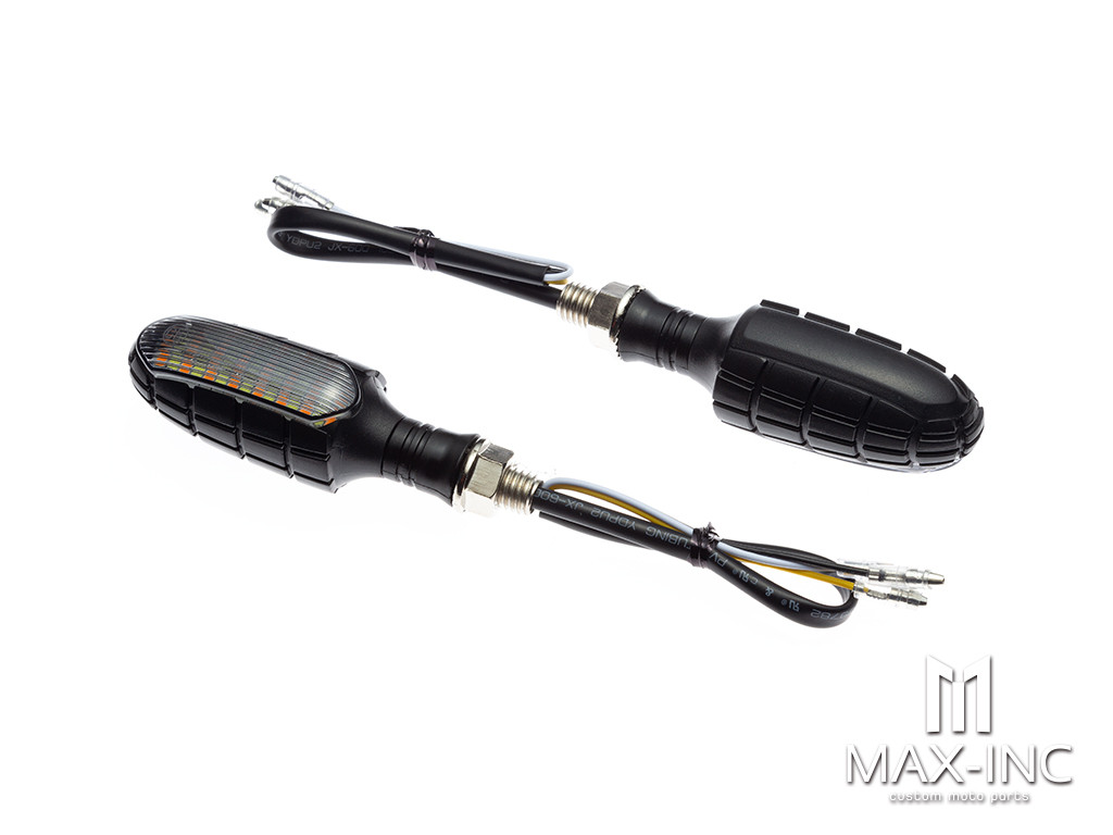 Black Grenade Integrated LED Sequential Turn Signals + Daytime Running Lights