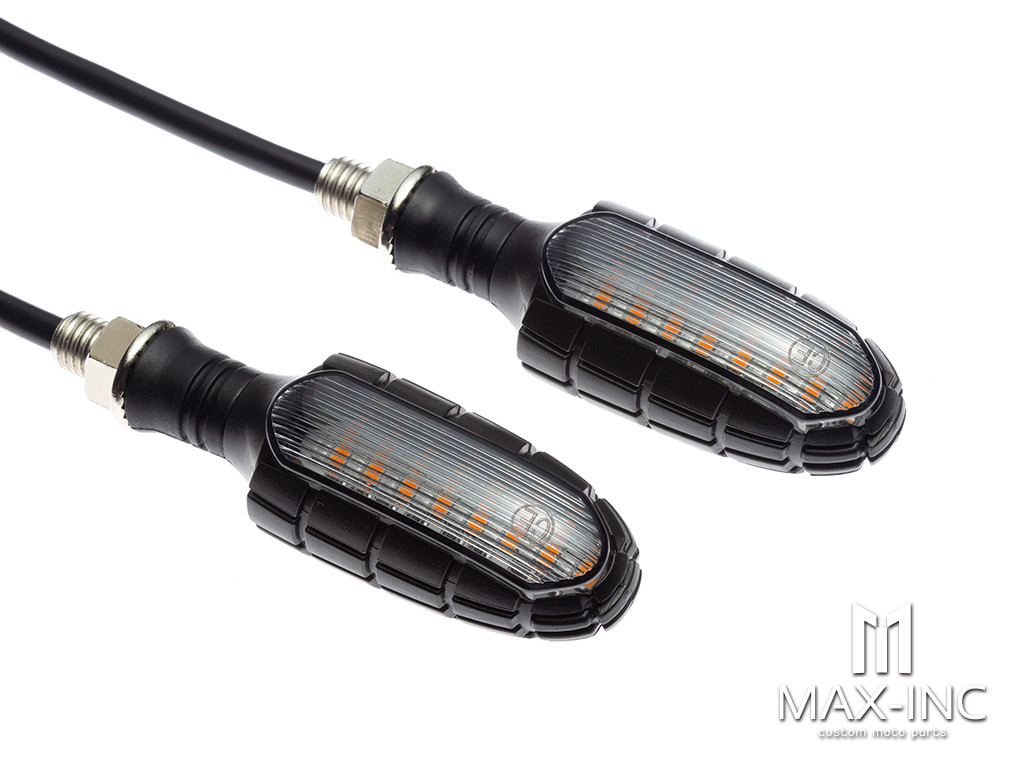 Black Grenade Integrated LED Sequential Turn Signals + Stop / Tail Lights
