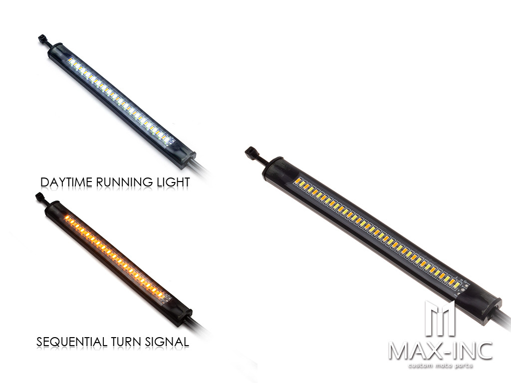 Universal Fork Mount Integrated LED Sequential Turn Signals + Daytime Running Lights