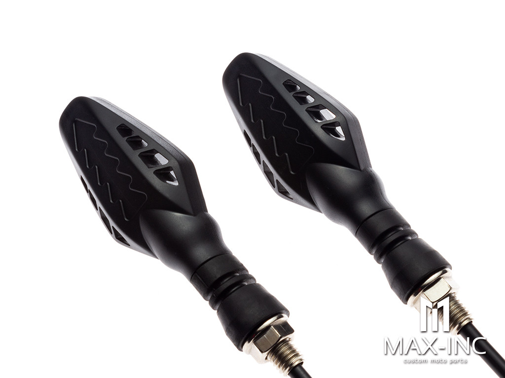 Black Cobra Integrated LED Sequential Turn Signals + Daytime Running Lights