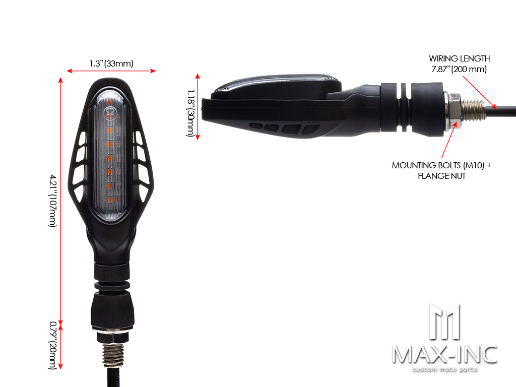 Black Cobra Integrated LED Sequential Turn Signals + Stop / Tail Lights