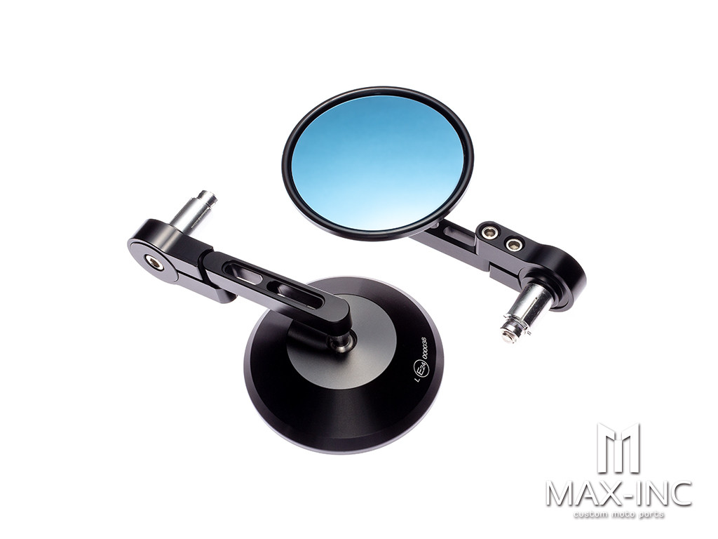 Trento Black CNC Machined Alum Bar End Mirrors - Fits 7/8"(22mm) Bars & Renthal Bars - Emarked