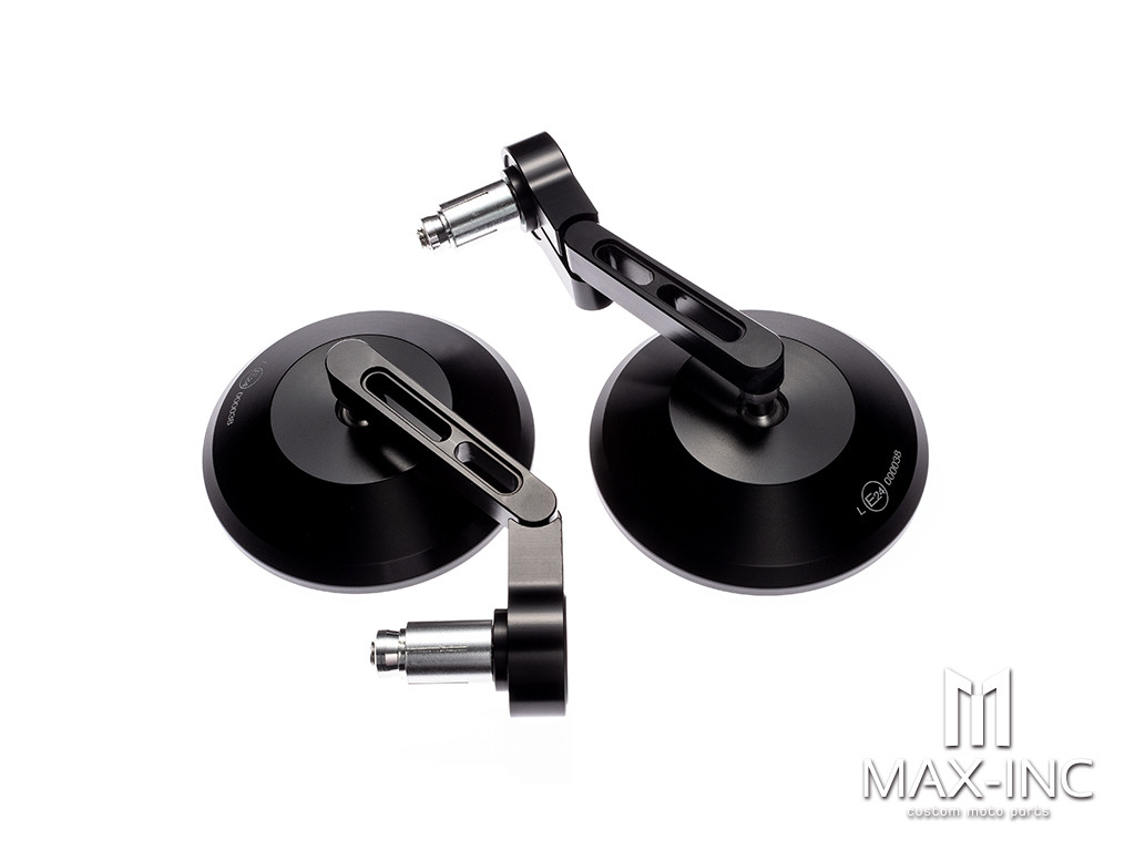 Trento Black CNC Machined Alum Bar End Mirrors - Fits 7/8"(22mm) Bars & Renthal Bars - Emarked