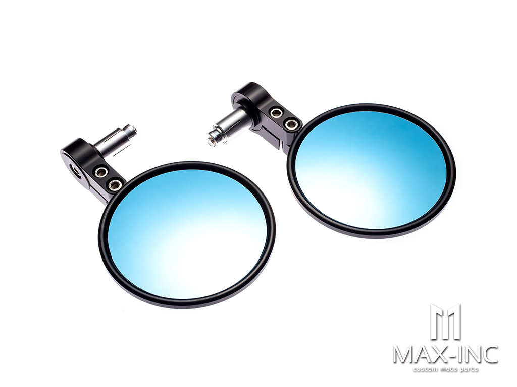Trento Black CNC Machined Alum Bar End Mirrors - Fits 7/8"(22mm) Bars & Renthal Bars - Emarked