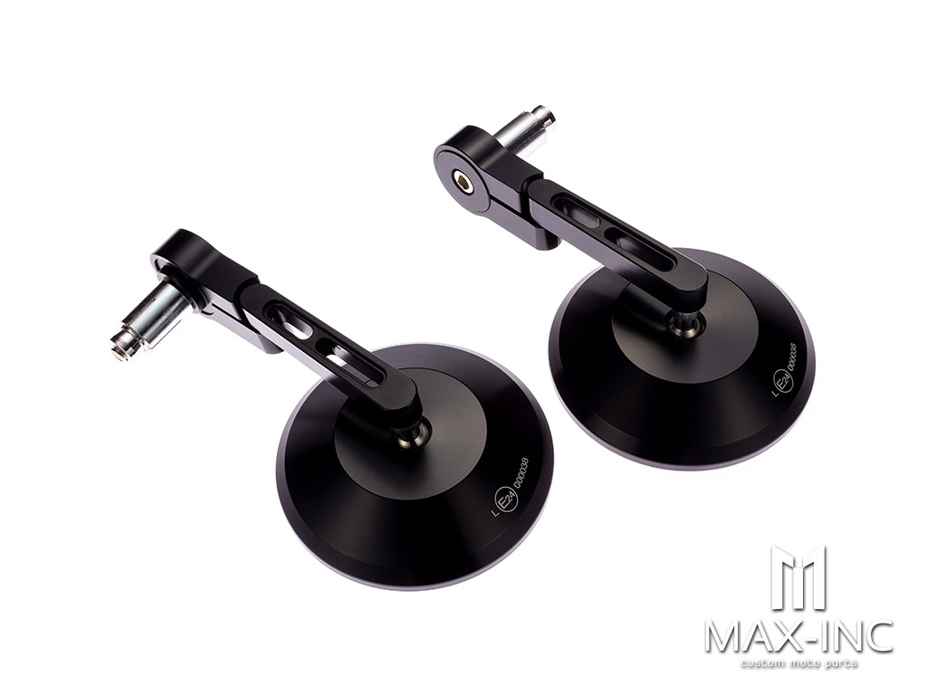Trento Black CNC Machined Alum Bar End Mirrors - Fits 7/8"(22mm) Bars & Renthal Bars - Emarked