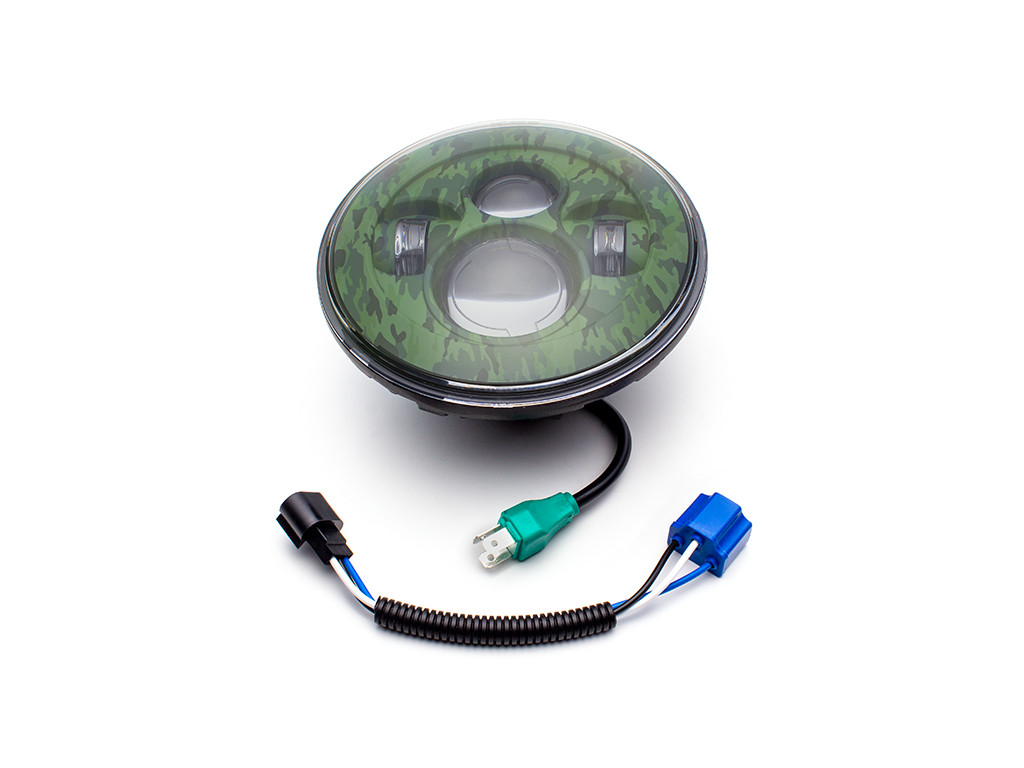 7" Projector LED Headlight Insert - Green Camo Face