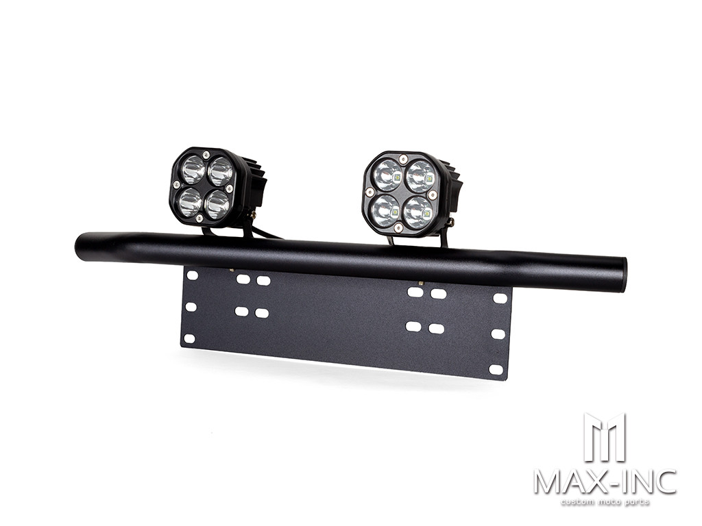 Raider 40w LED Spot Lights + Wiring Harness + Car License Plate Holder Mount