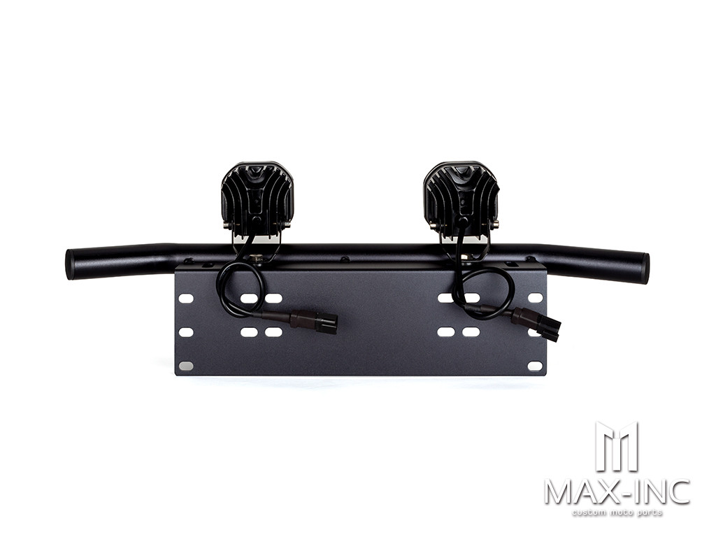 Raider 40w LED Spot Lights + Wiring Harness + Car License Plate Holder Mount