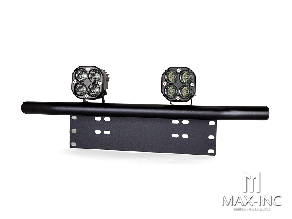 Raider 40w LED Spot Lights + Wiring Harness + Car License Plate Holder Mount