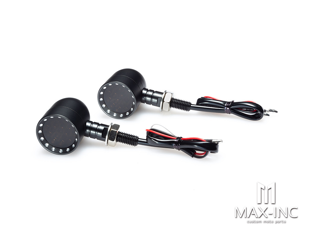 Black Bobber Alloy Integrated LED Daytime Running Lights + Turn Signals