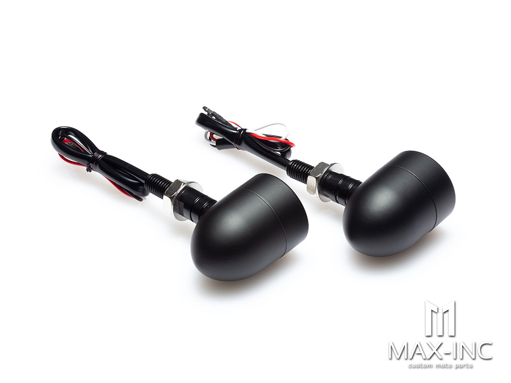 Black Bobber Alloy Integrated LED Daytime Running Lights + Turn Signals