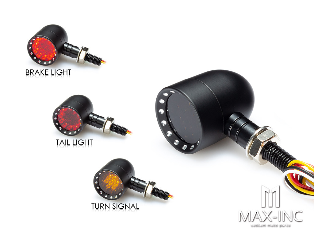 Black Bobber Alloy Integrated LED Stop / Tail Lights + Turn Signals