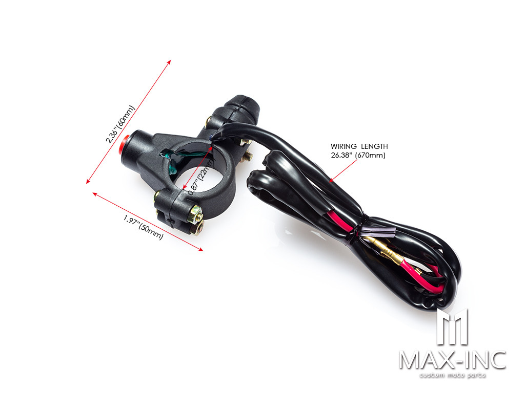 Universal Handlebar Mount Engine Kill Switch + Tether Cord - Fits 7/8"(22mm)