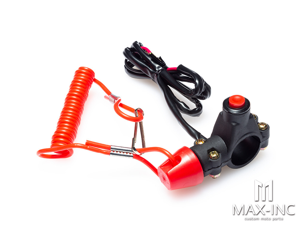 Universal Handlebar Mount Engine Kill Switch + Tether Cord - Fits 7/8"(22mm)