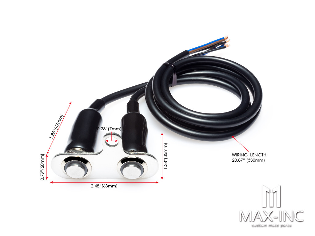 Universal Stainless Steel Bolt Mount Handlebar On/Off Switch Assembly - Blue LED Accent Light