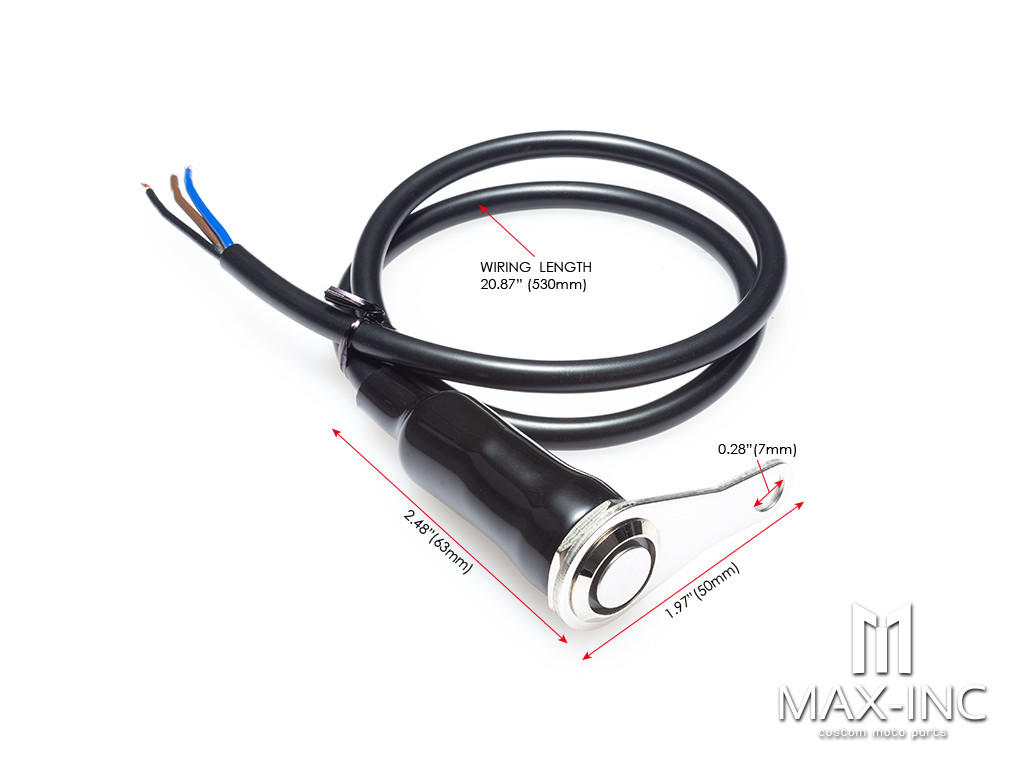 Universal Stainless Steel Bolt Mount Handlebar On/Off Switch - Blue LED Accent Light