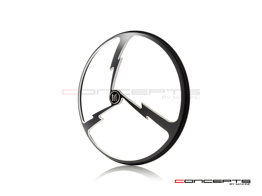 7" Tri-Bolt Grille Design Black + Contrast CNC Aluminum Headlight Guard Cover