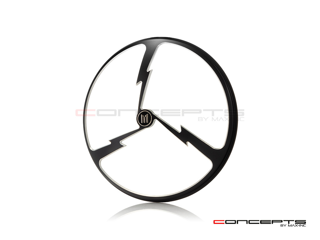 7" Tri-Bolt Grille Design Black + Contrast CNC Aluminum Headlight Guard Cover