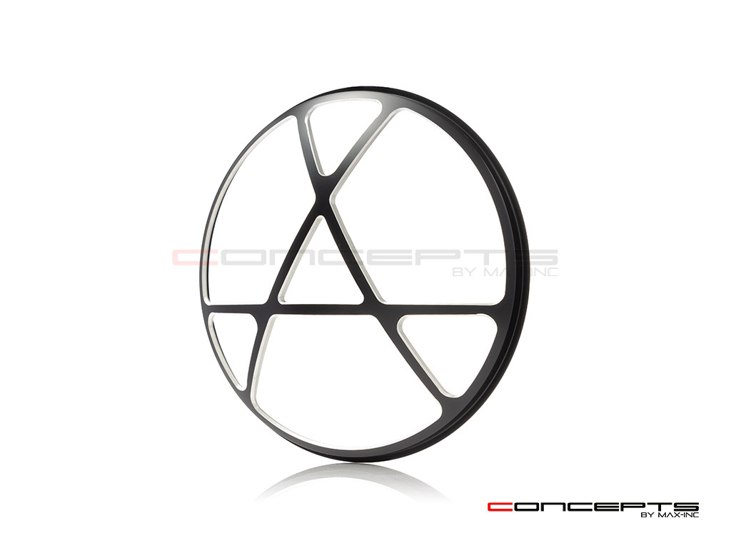 7" Anarchy Grille Design Black + Contrast CNC Aluminum Headlight Guard Cover