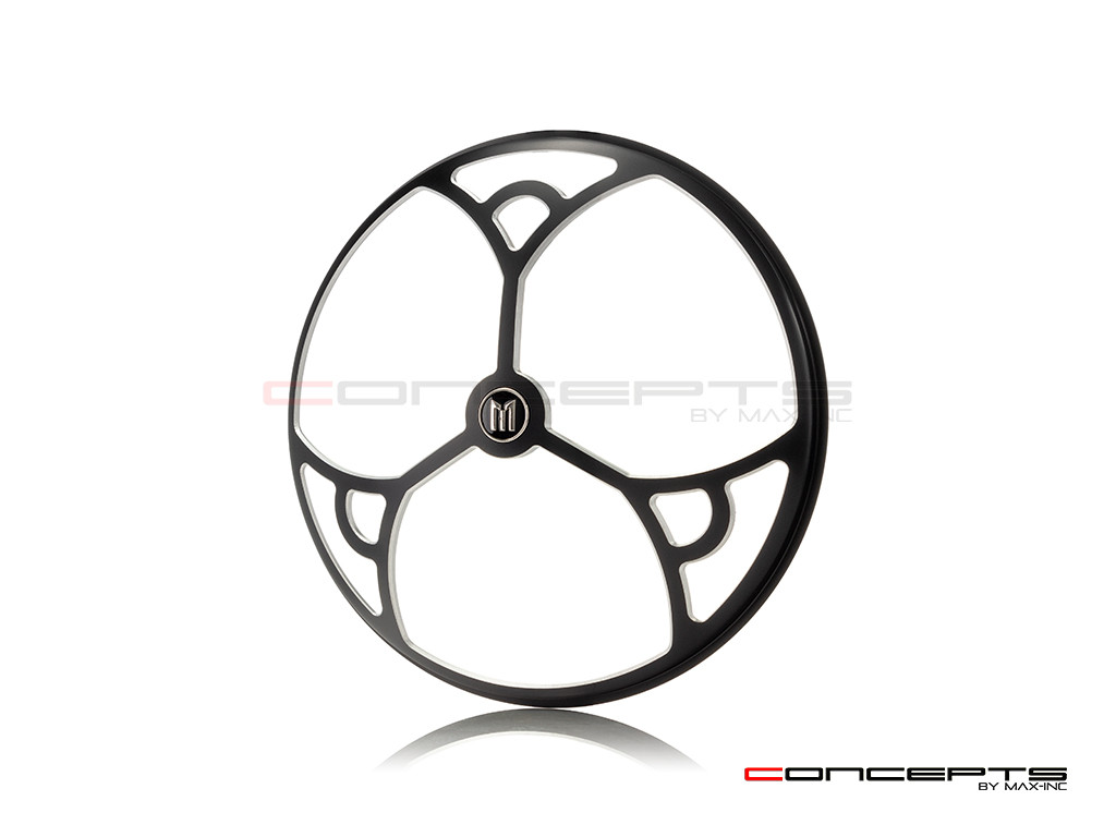 7" Tri-Deco Grille Design Black + Contrast CNC Aluminum Headlight Guard Cover