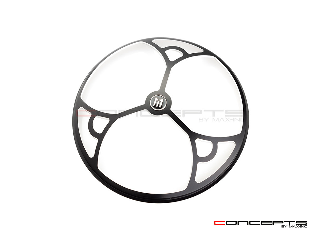 7" Tri-Deco Grille Design Black + Contrast CNC Aluminum Headlight Guard Cover