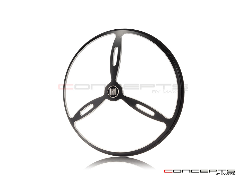 7" Tri-Prop Grille Design Black + Contrast CNC Aluminum Headlight Guard Cover