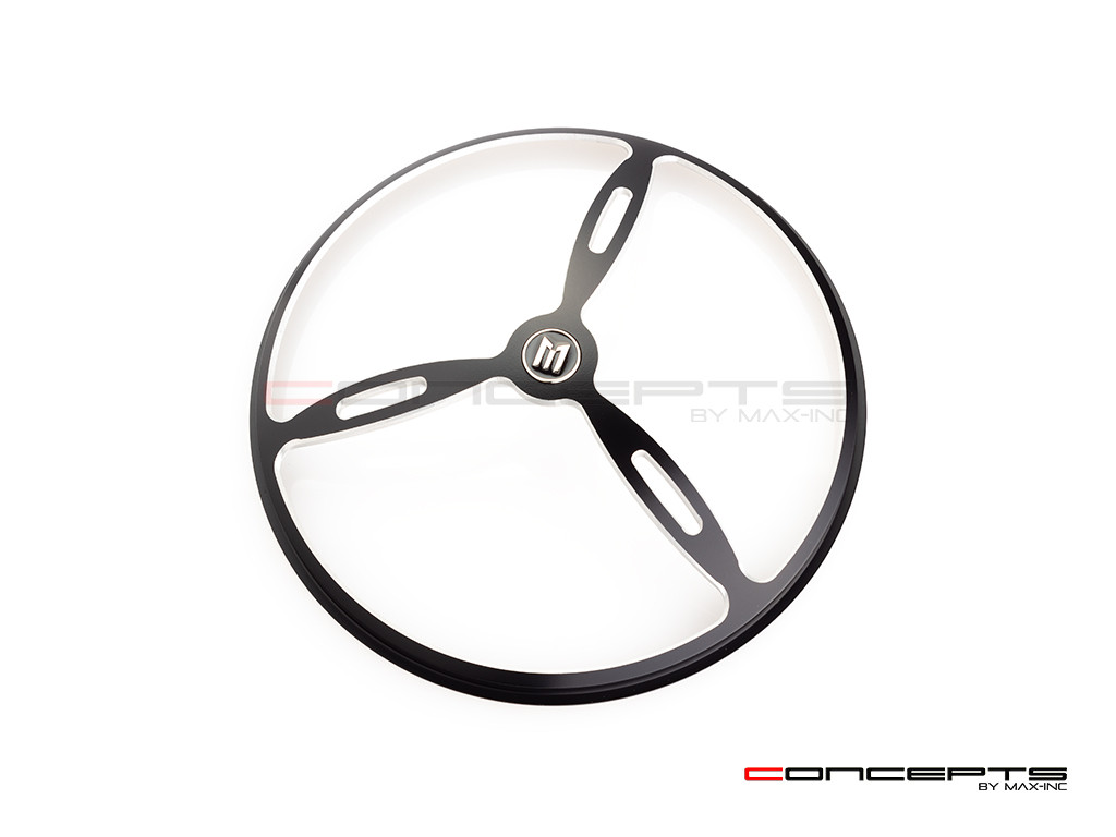 7" Tri-Prop Grille Design Black + Contrast CNC Aluminum Headlight Guard Cover