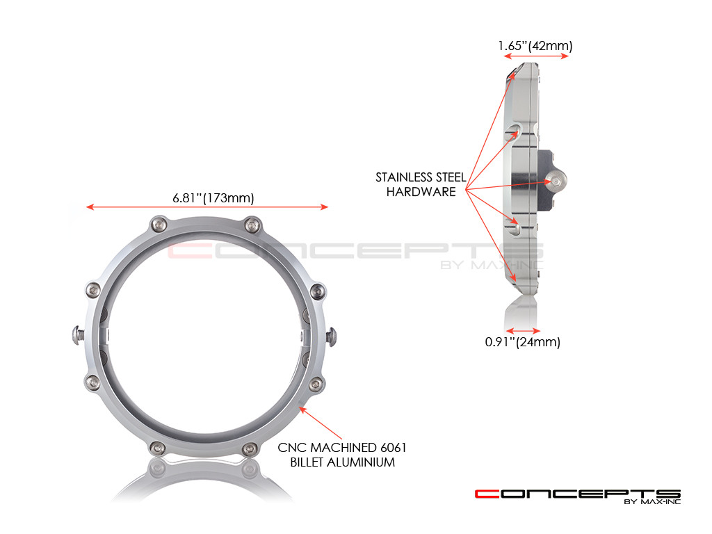 MONZA 5.75 Inch CNC Machined Aluminum LED Headlight Surround - Polished