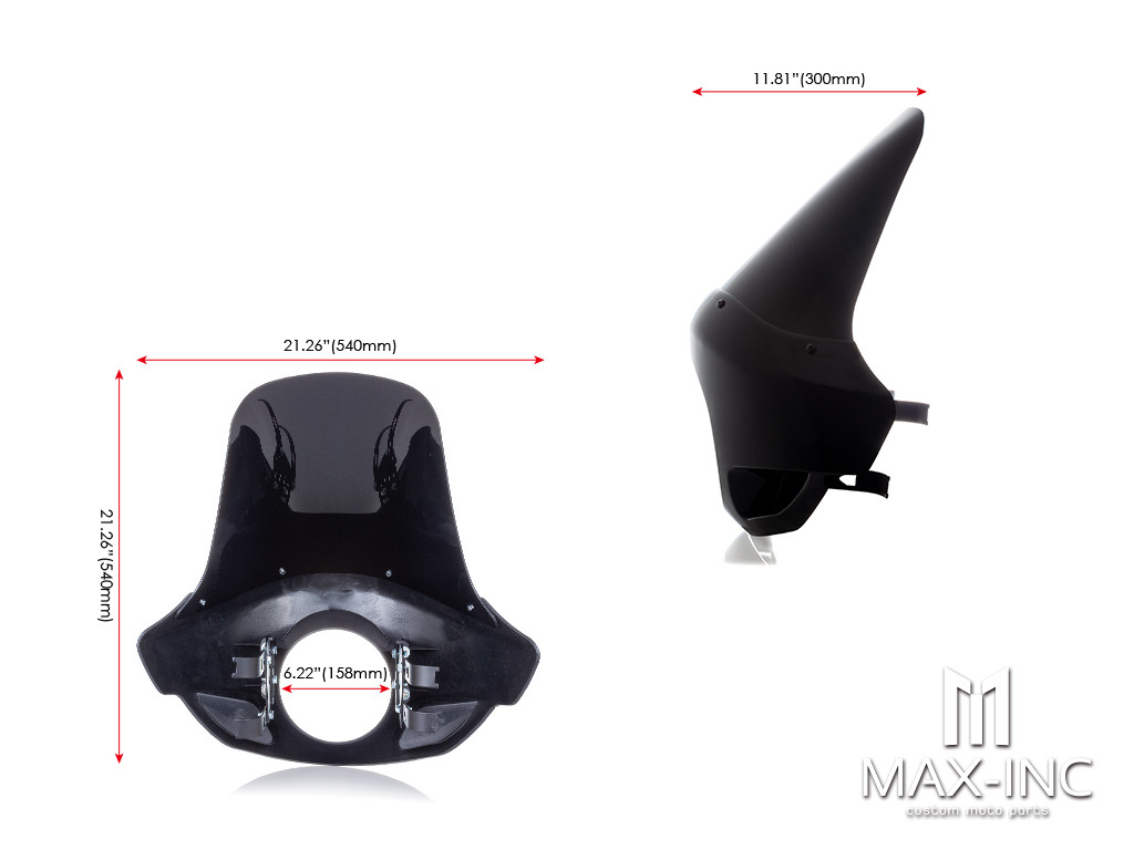 Tall Black / Smoked Touring Sport Fairing Windshield - Fits Harley Dyna / Sportster