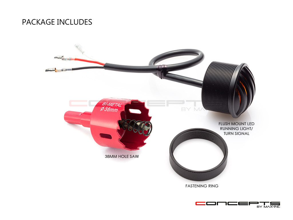 1.65" Matte Black Mini Flush Mount CNC Billet Alum Prison Grill LED Turn Signal + Running Light