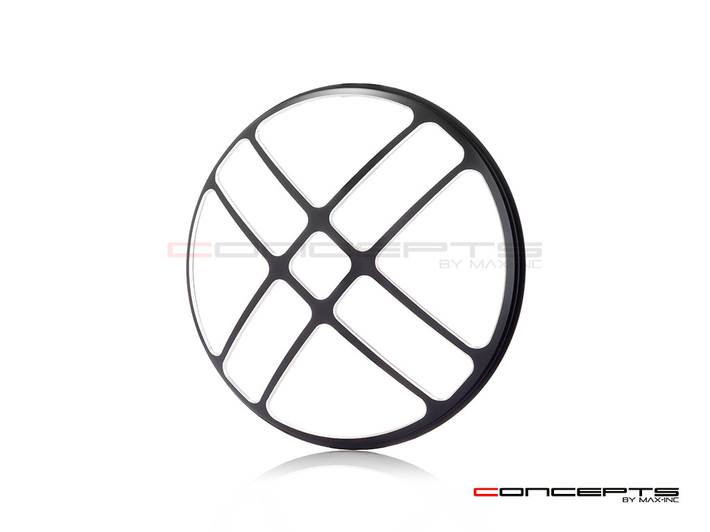 7" Titan Grille Design Black + Contrast CNC Aluminum Headlight Guard Cover