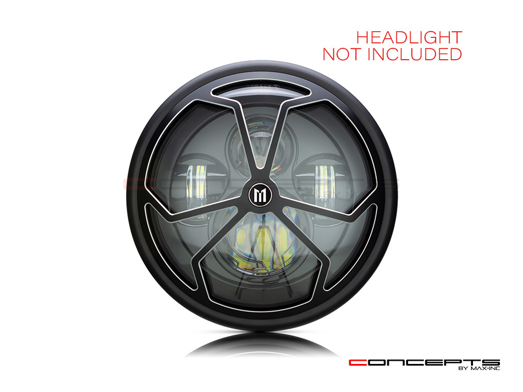 7" J-Rob Grille Design Black + Contrast CNC Aluminum Headlight Guard Cover