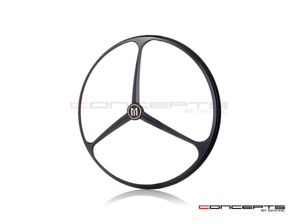 7" Tri-Benz Grille Design Black CNC Aluminum Headlight Guard Cover