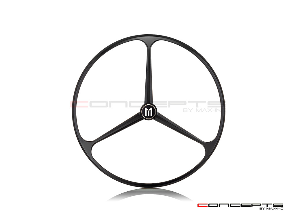 7" Tri-Benz Grille Design Black CNC Aluminum Headlight Guard Cover