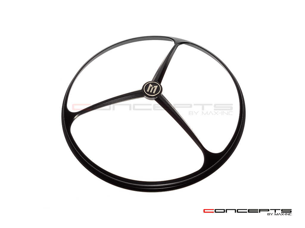 7" Tri-Benz Grille Design Black CNC Aluminum Headlight Guard Cover