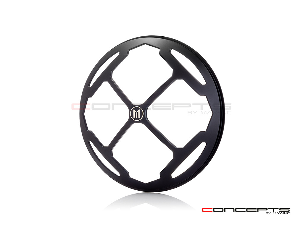 7" Rukis Grille Design Black CNC Aluminum Headlight Guard Cover